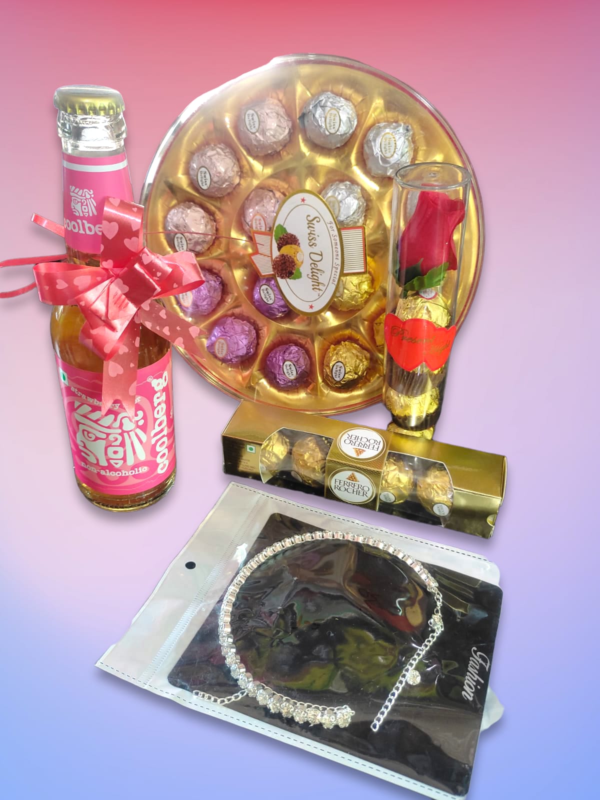 Gift Hamper of Love Gifts N Red Roses Chocolate with Chocolate Heart Shape Cake